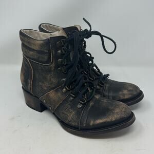 FREEBIRD BY STEVEN Gage Distressed Leather Combat Boots Brown Size 7 Shoes